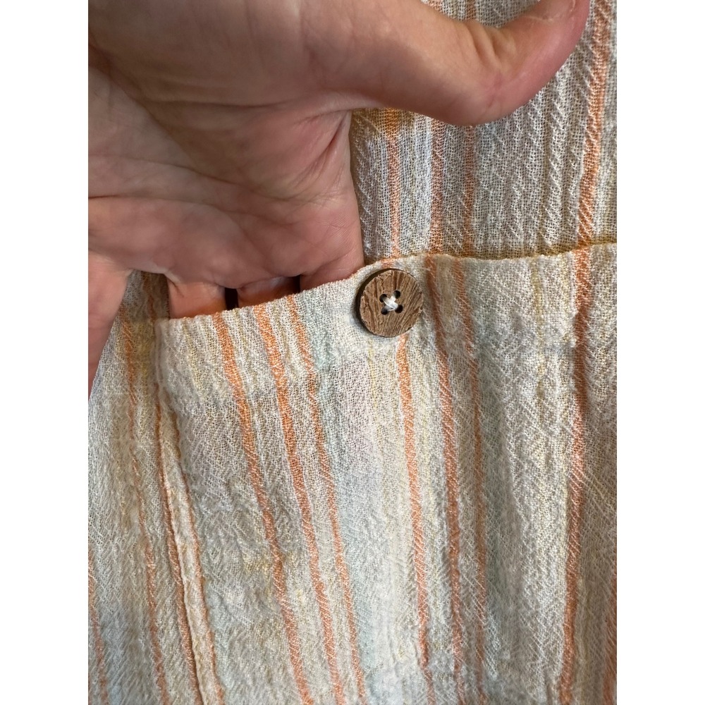 Rip Curl Striped Gauze Romper Orange Cream Adjustable Straps Womens Small - Picture 2 of 6